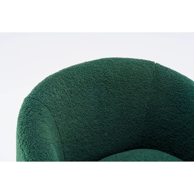 Fauteuil tonneau pivotant à 360° en tissu chenille avec base circulaire en métal