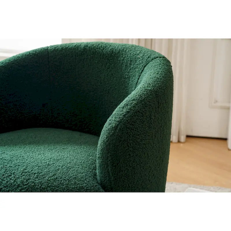 Sillón barril giratorio de 360° tapizado en chenilla con base de aro metálico