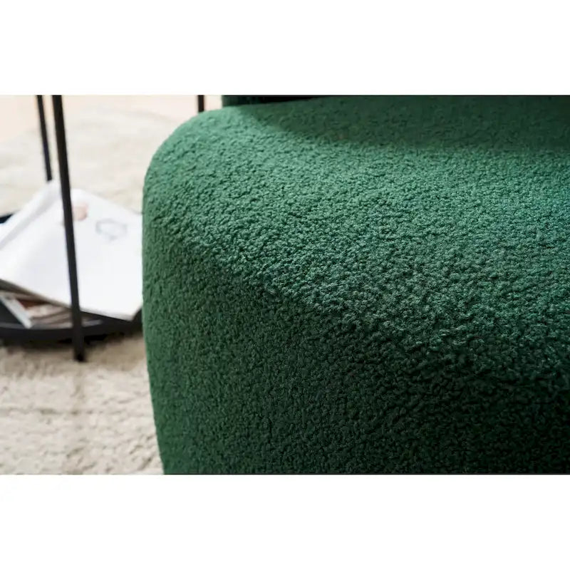 Fauteuil tonneau pivotant à 360° en tissu chenille avec base circulaire en métal
