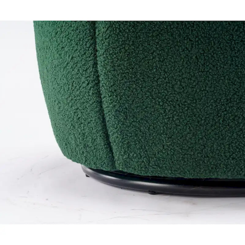 Sillón barril giratorio de 360° tapizado en chenilla con base de aro metálico