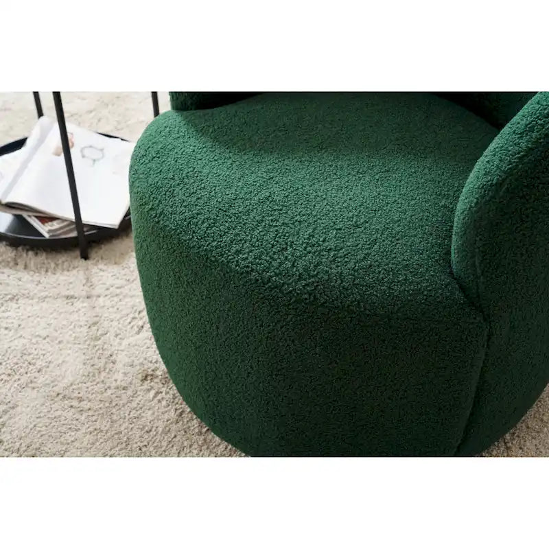Sillón barril giratorio de 360° tapizado en chenilla con base de aro metálico