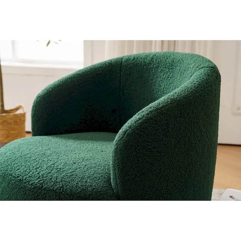 Sillón barril giratorio de 360° tapizado en chenilla con base de aro metálico