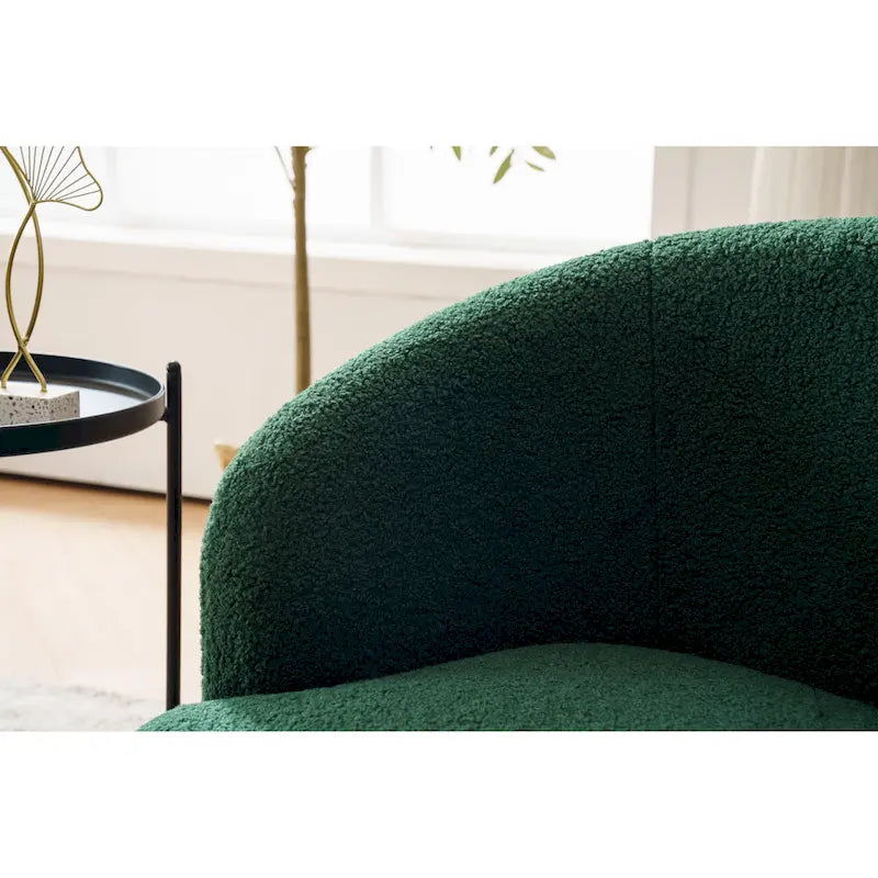 Sillón barril giratorio de 360° tapizado en chenilla con base de aro metálico