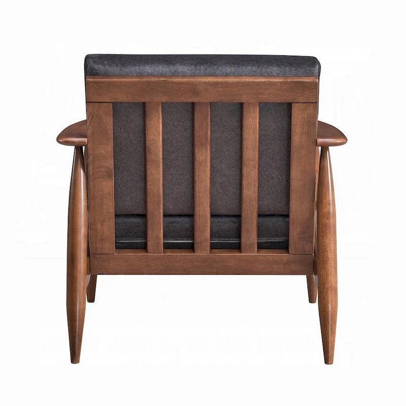 Charcoal Gray Fabric Club Chair with Brown Wood Frame