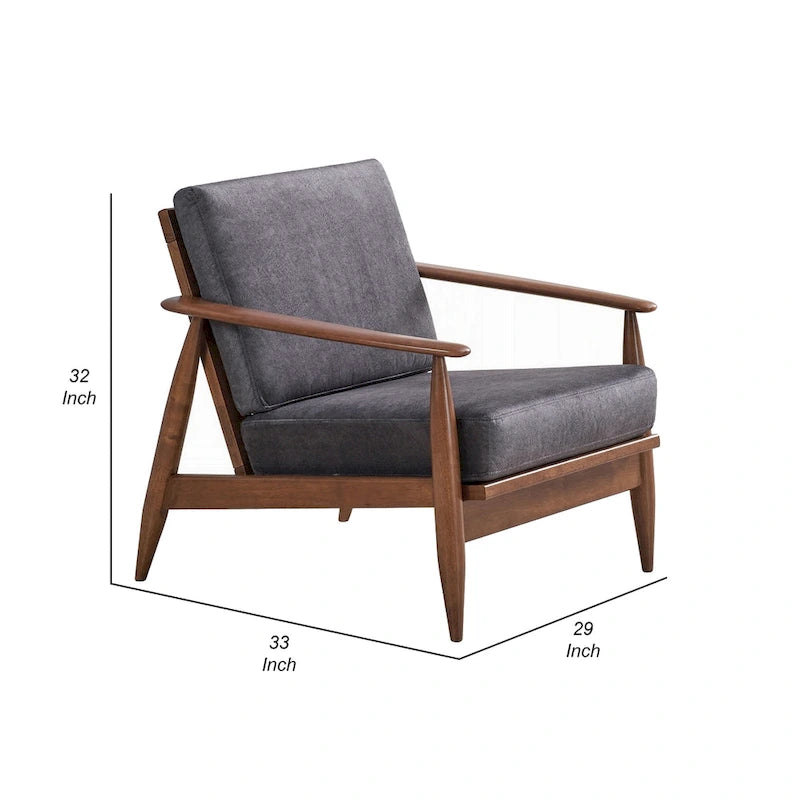 Charcoal Gray Fabric Club Chair with Brown Wood Frame