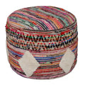 Pouf ottoman rond à motifs géométriques - multicolore arc-en-ciel