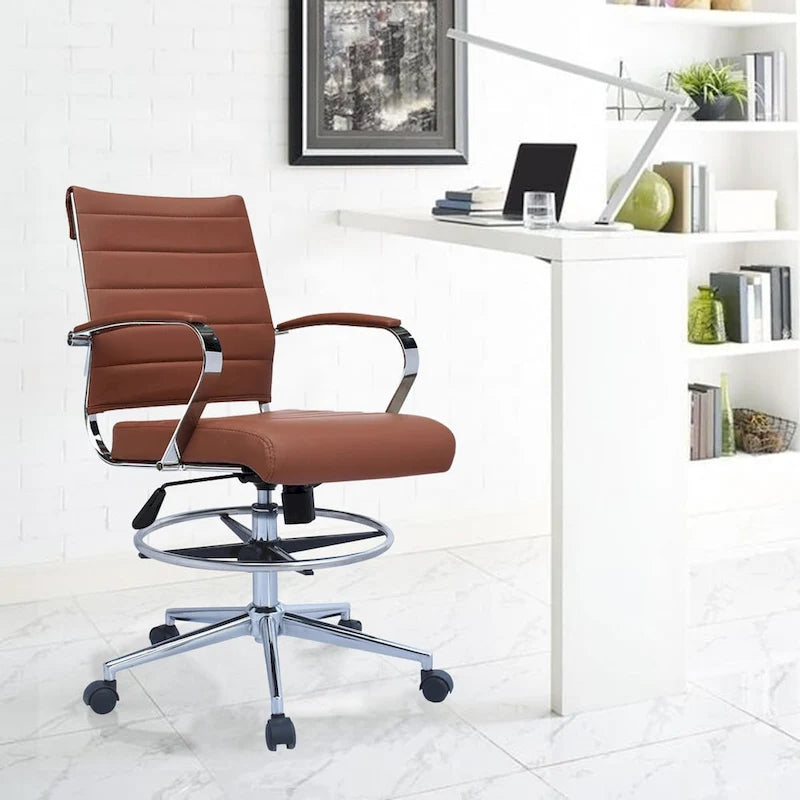 Chaise de dessinateur réglable avec revêtement en similicuir