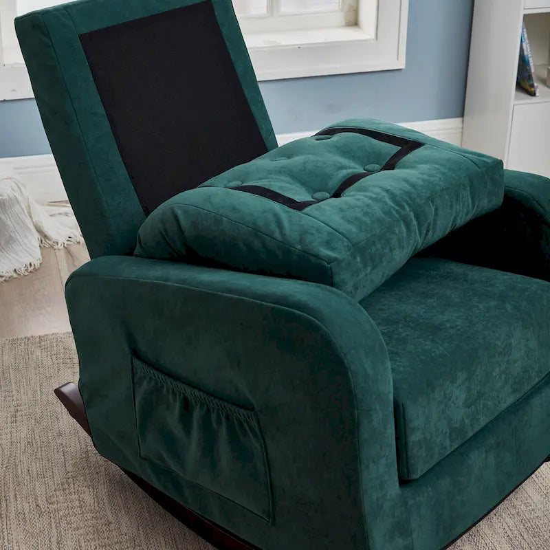 High-Back Tufted Rocking Chair with Side Pocket