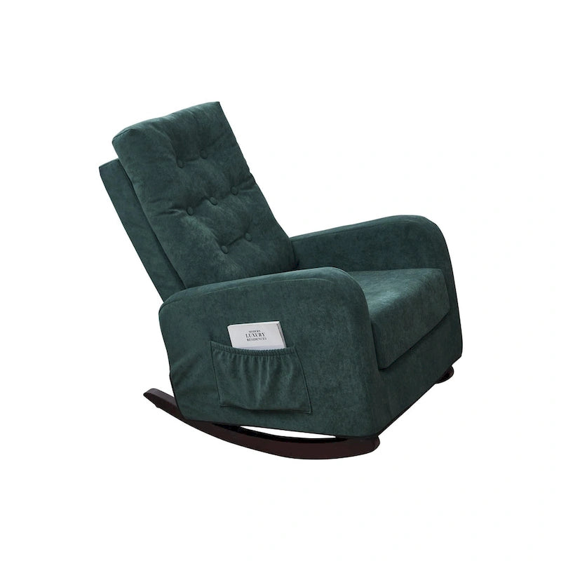 High-Back Tufted Rocking Chair with Side Pocket