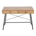 Escritorio industrial con tablero de madera, cajón extraíble y estructura de metal
