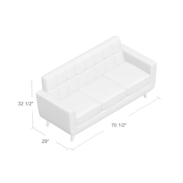 Mid-Century-Sofa aus Leinen mit Knopfheftung, Holzbeinen und gewickelten Federkernpolstern