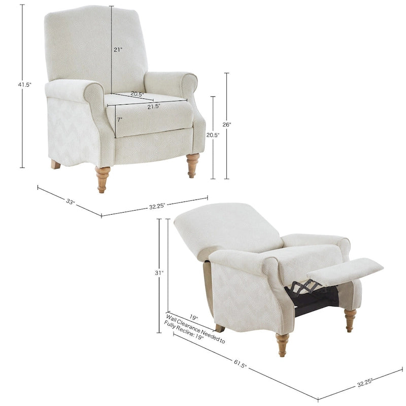 Ivory Push-Back Recliner Chair