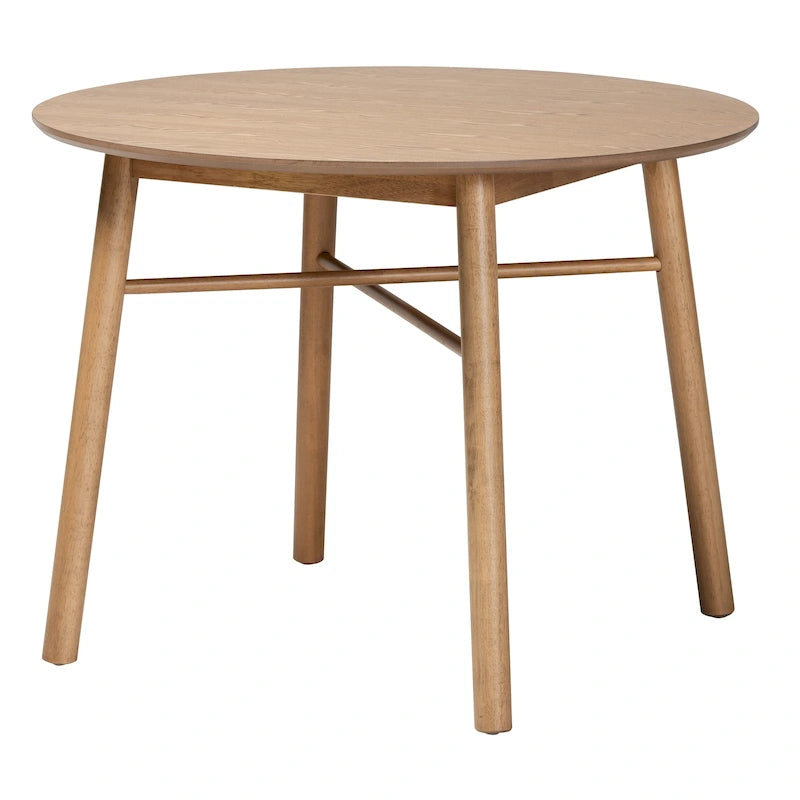 Runder Esstisch aus Rubberwood im Mid-Century-Stil