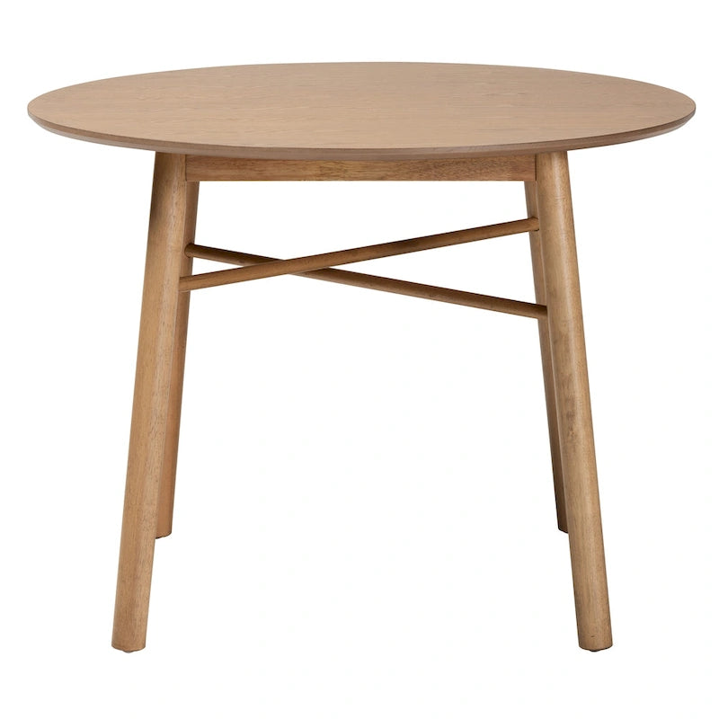 Runder Esstisch aus Rubberwood im Mid-Century-Stil