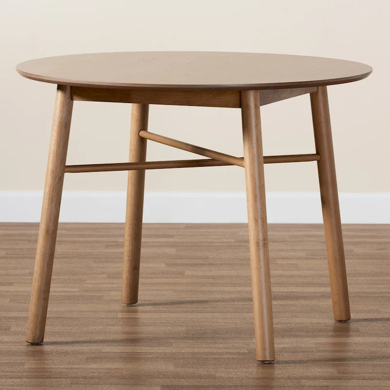 Runder Esstisch aus Rubberwood im Mid-Century-Stil
