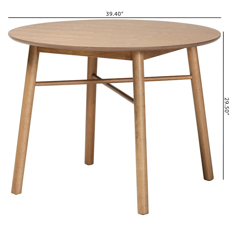 Runder Esstisch aus Rubberwood im Mid-Century-Stil
