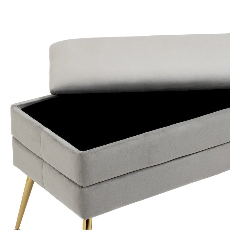 Velvet Storage Ottoman Bench