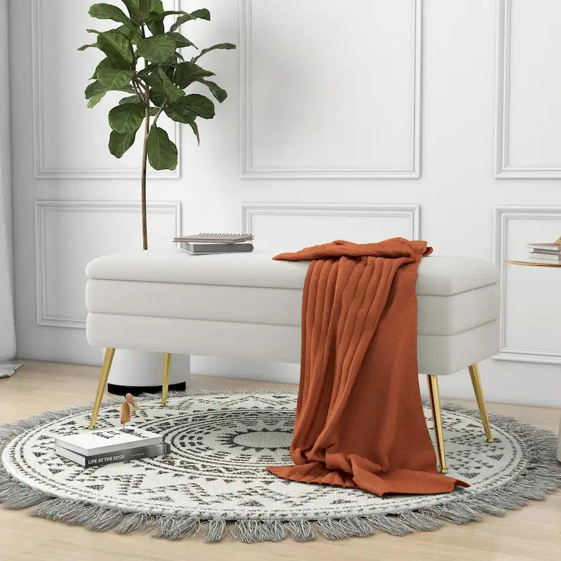 Velvet Storage Ottoman Bench