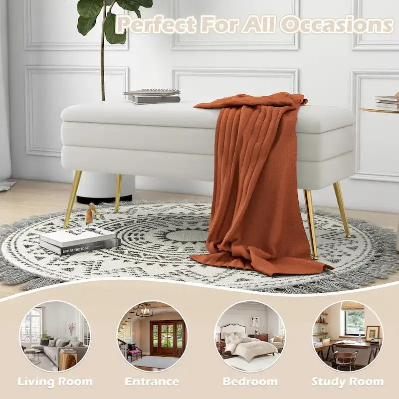 Velvet Storage Ottoman Bench