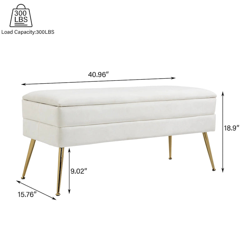 Velvet Storage Ottoman Bench