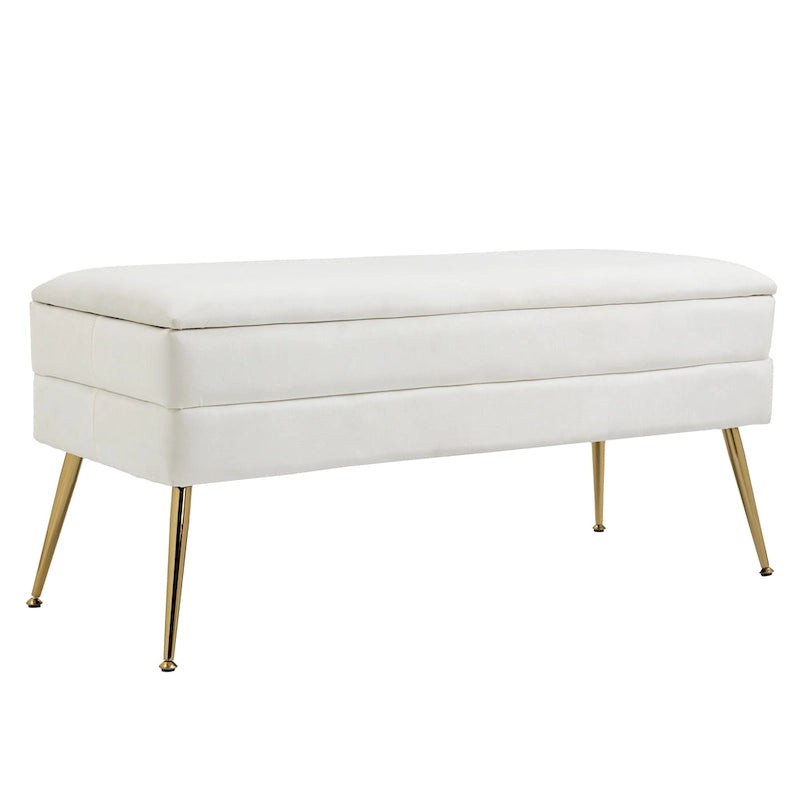 Velvet Storage Ottoman Bench