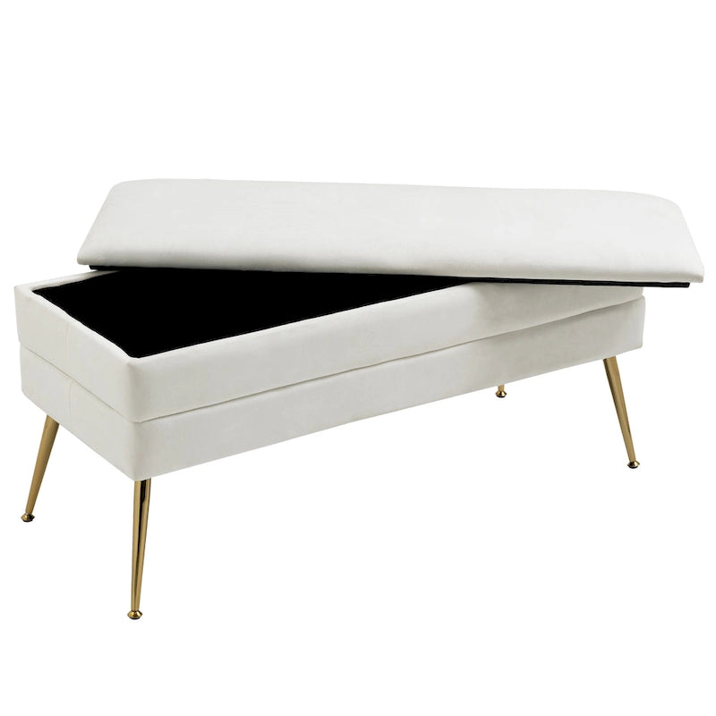 Velvet Storage Ottoman Bench