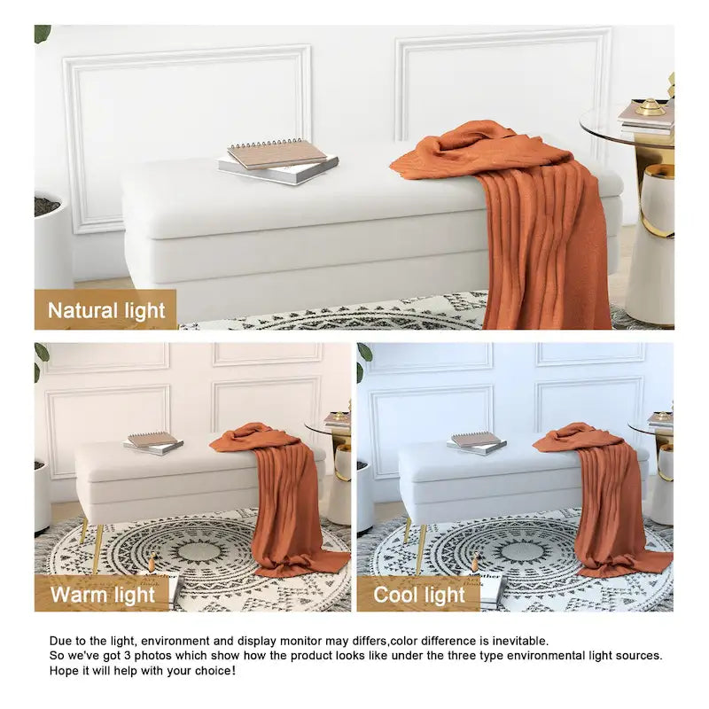 Velvet Storage Ottoman Bench
