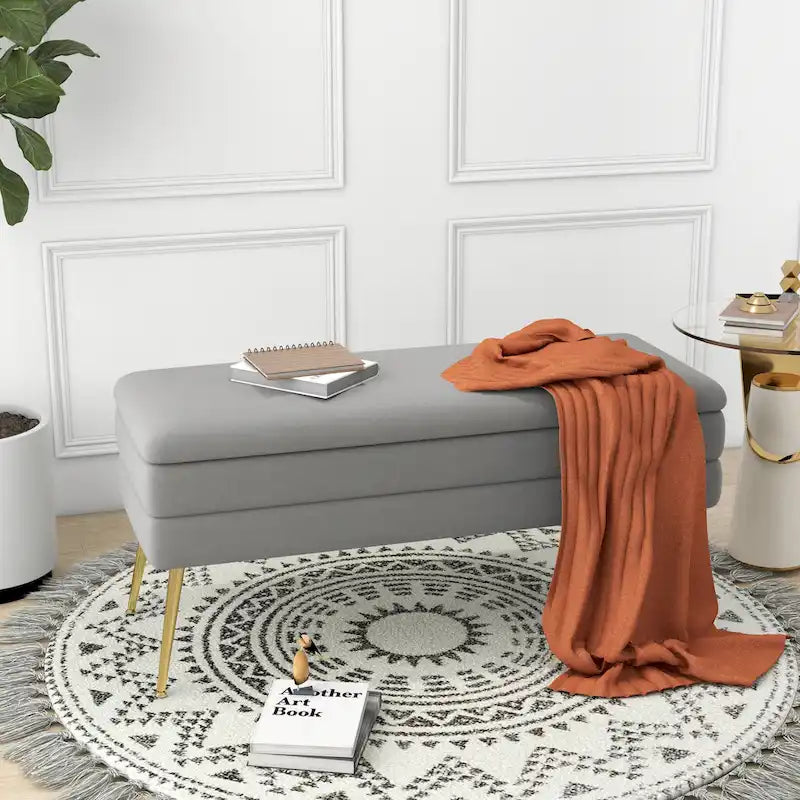 Velvet Storage Ottoman Bench