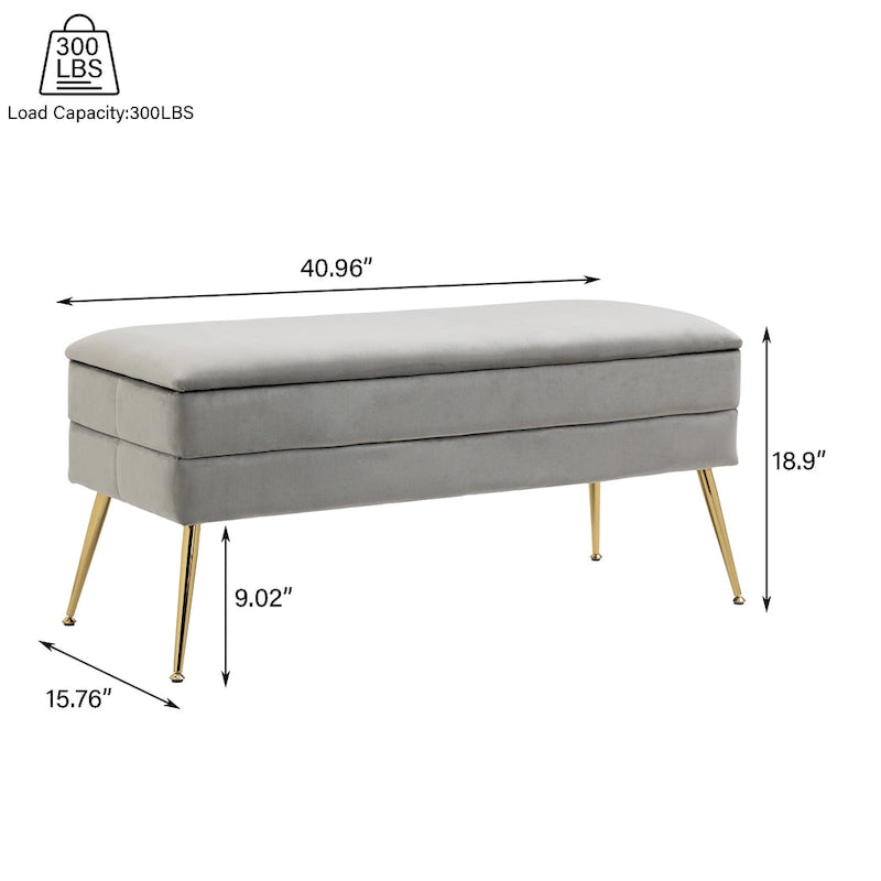 Velvet Storage Ottoman Bench