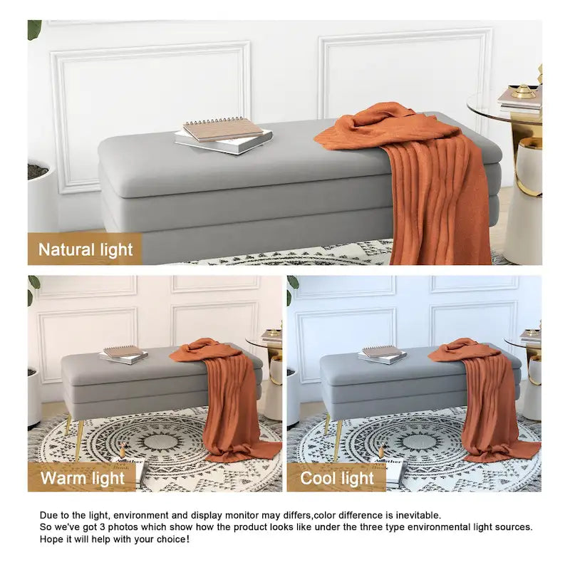 Velvet Storage Ottoman Bench