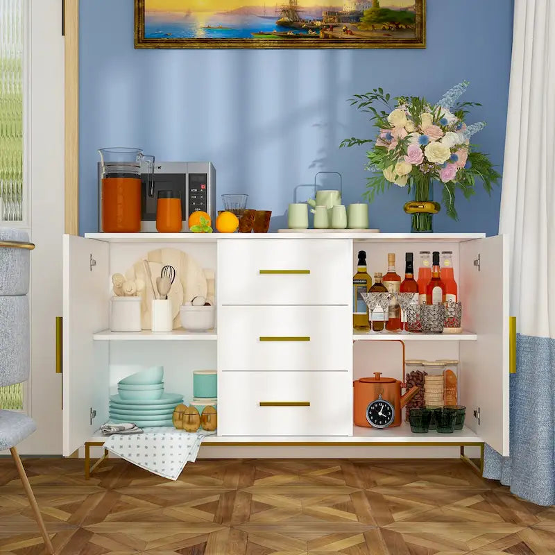 Credenza industriale con 2 ante e 3 cassetti