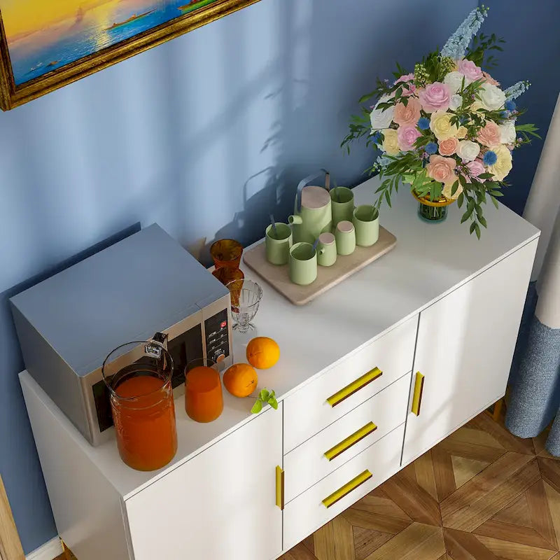 Credenza industriale con 2 ante e 3 cassetti