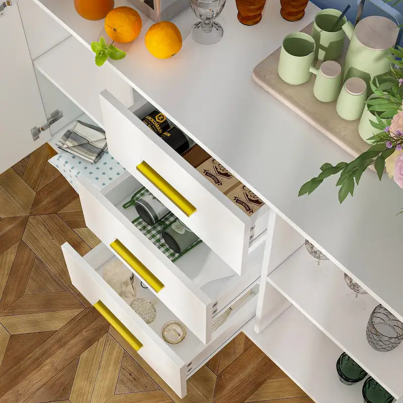 Credenza industriale con 2 ante e 3 cassetti