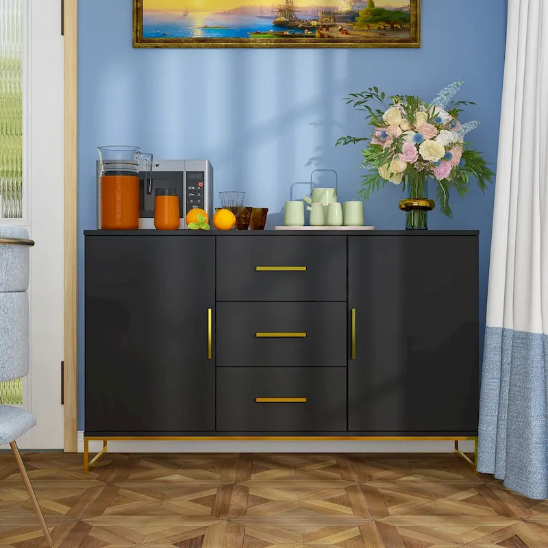 Credenza industriale con 2 ante e 3 cassetti