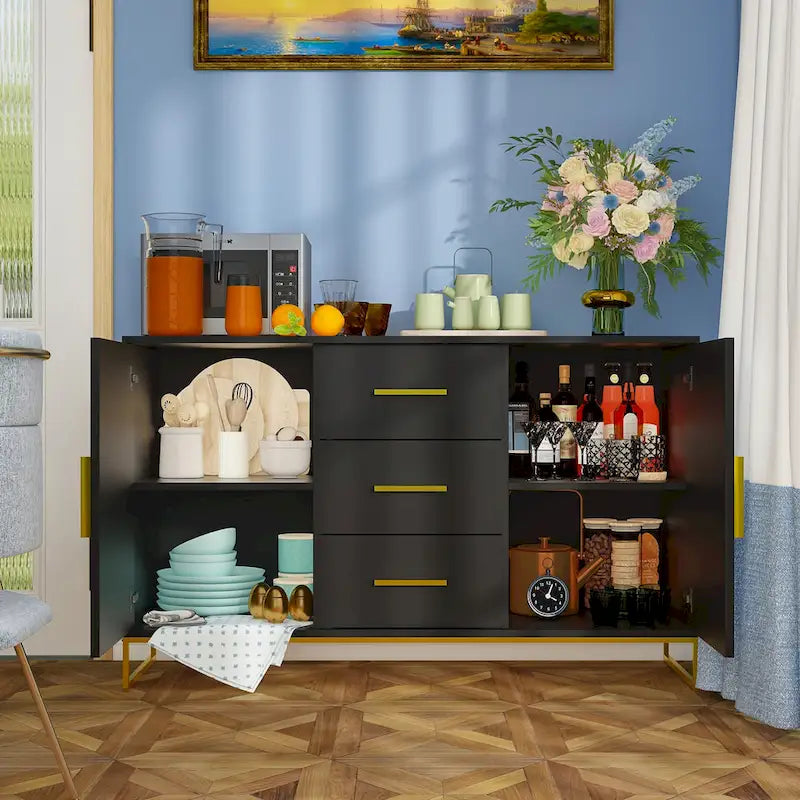 Credenza industriale con 2 ante e 3 cassetti