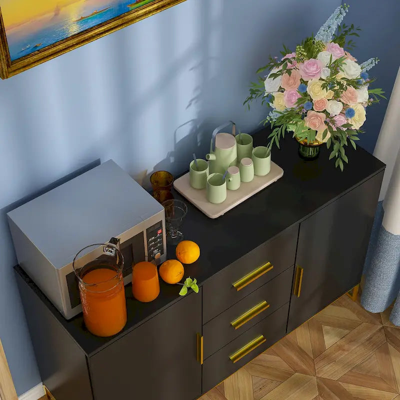 Credenza industriale con 2 ante e 3 cassetti