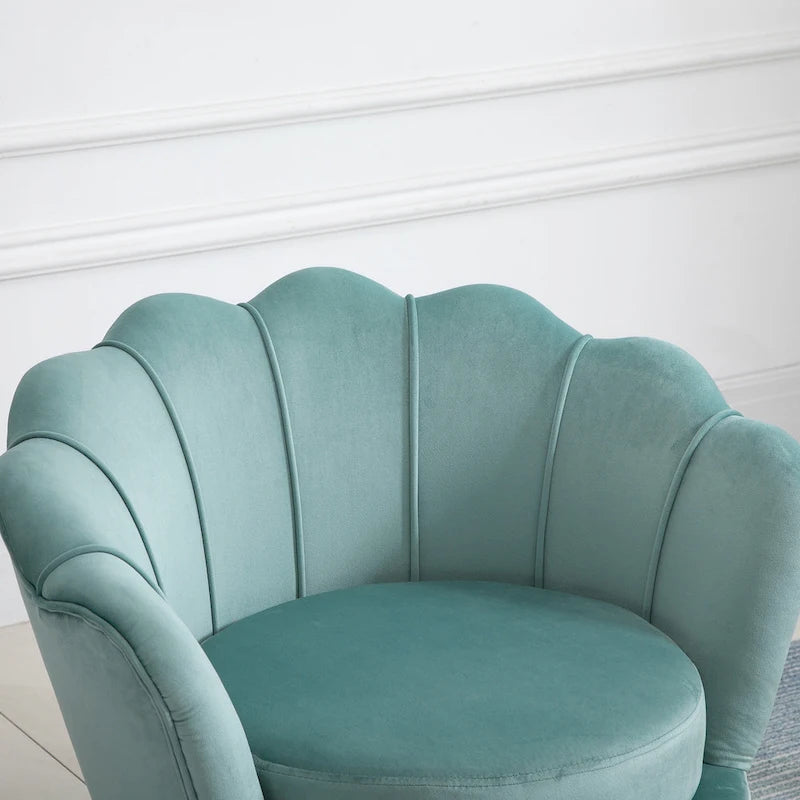 Lotus-Shape Velvet Accent Chair with Gold Metal Legs