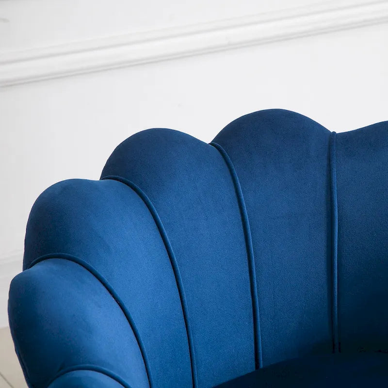 Lotus-Shape Velvet Accent Chair with Gold Metal Legs