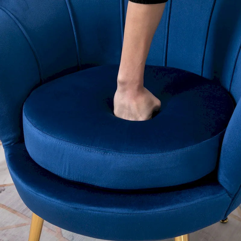 Lotus-Shape Velvet Accent Chair with Gold Metal Legs