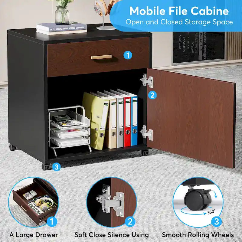 Bureau de direction en L avec caisson mobile