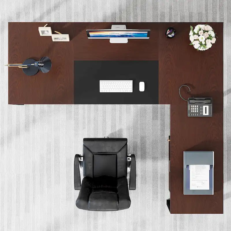 Bureau de direction en L avec caisson mobile