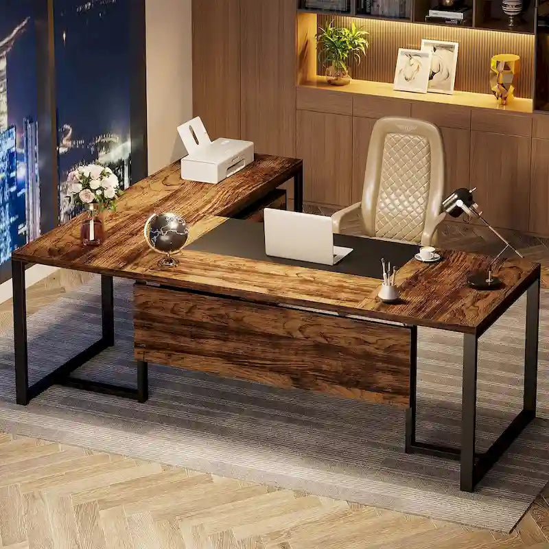 Bureau de direction en L avec caisson mobile