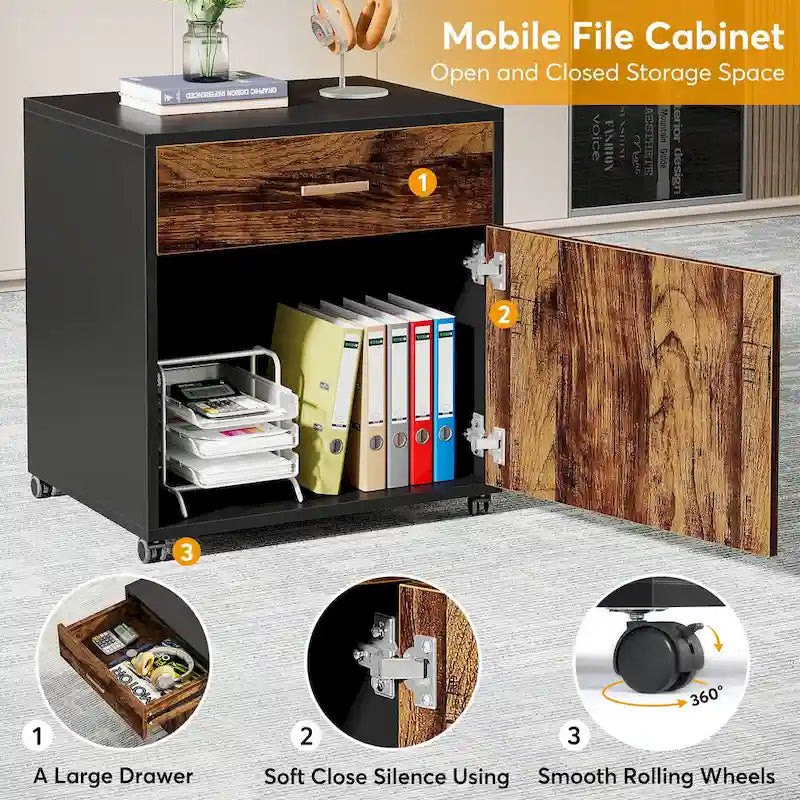 Bureau de direction en L avec caisson mobile