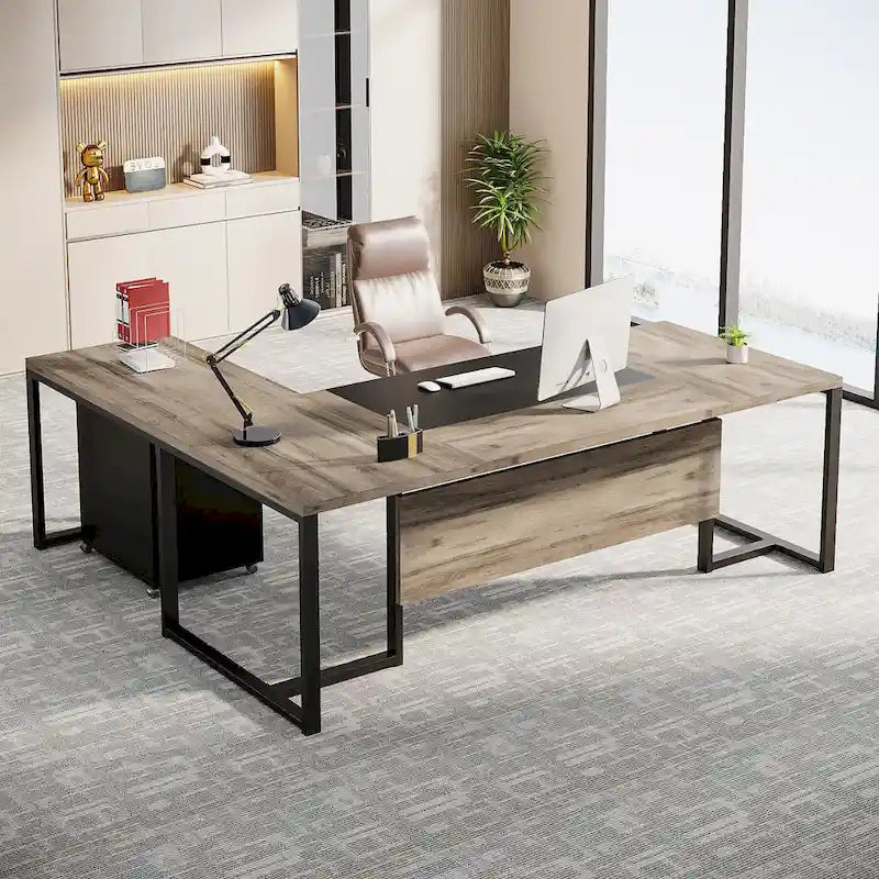 Bureau de direction en L avec caisson mobile