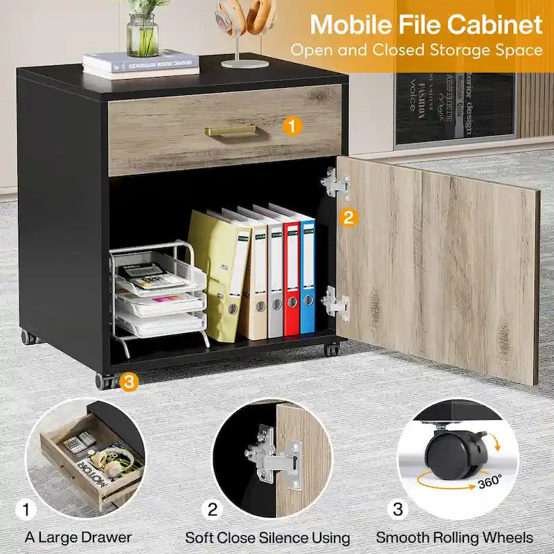 Bureau de direction en L avec caisson mobile