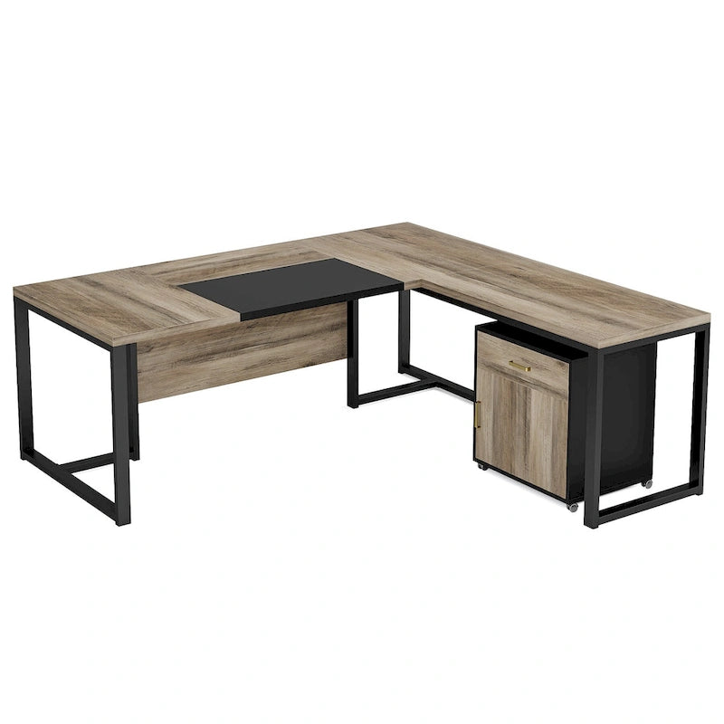 Bureau de direction en L avec caisson mobile
