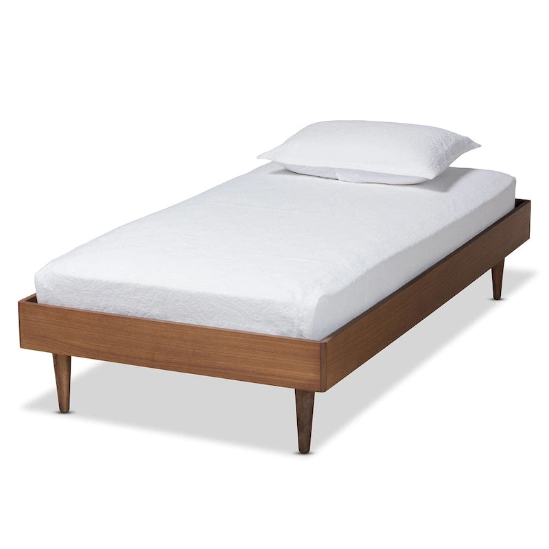 Plattformbettgestell in Twin-Größe im Mid-Century-Stil aus Eschenholz mit Walnuss-Finish