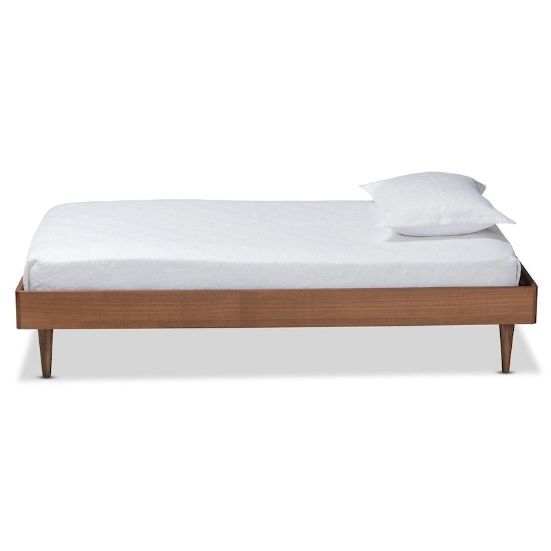 Plattformbettgestell in Twin-Größe im Mid-Century-Stil aus Eschenholz mit Walnuss-Finish