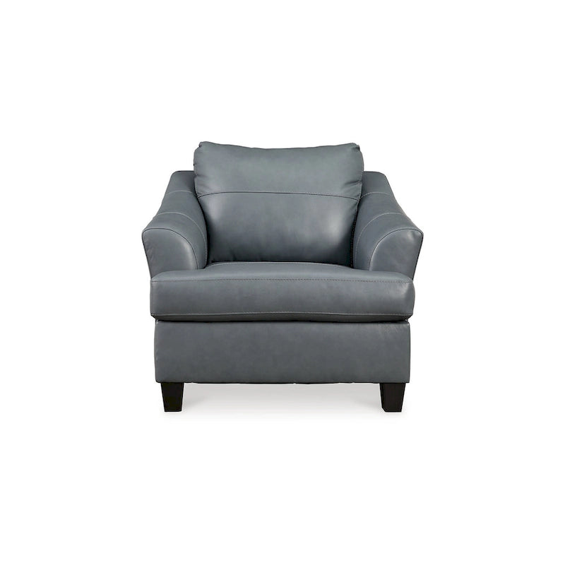 Oversized Accent Chair with Genuine Leather & Channel Stitching