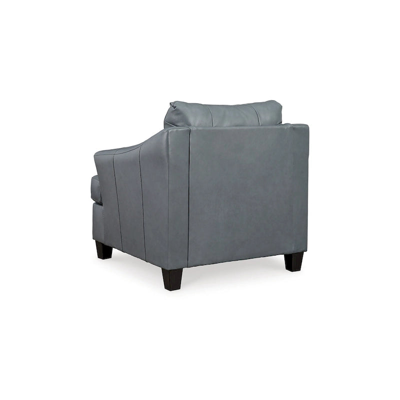 Oversized Accent Chair with Genuine Leather & Channel Stitching
